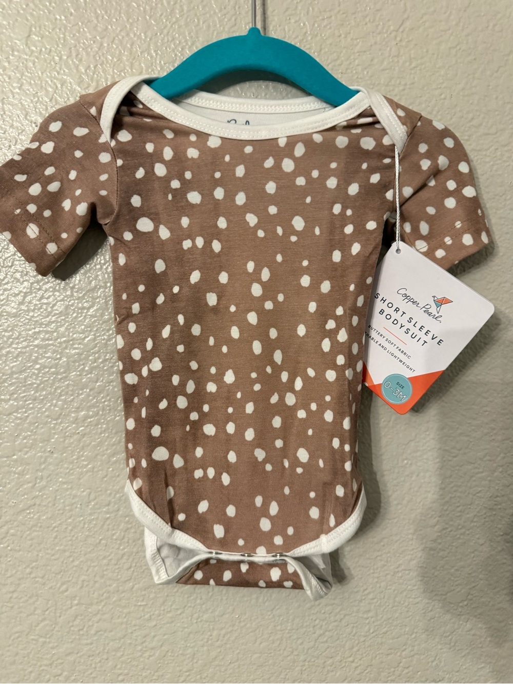 Copper Pearl Brown Spotted Short Sleeve Baby Bodysuit